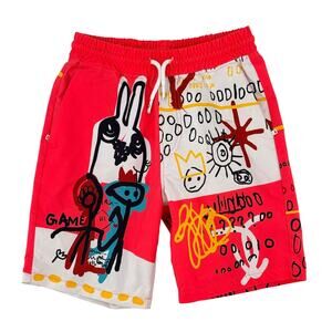 Rebel Minds Boys Sz M 10/12 Graphic Swim Trunks Abstract Drawstring Shorts